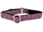 Load image into Gallery viewer, Sevilla Jacquard in Purple, Pink &amp; Gold - Martingale Dog Collar or Buckle Dog Collar - 1&quot; Width
