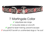 Load image into Gallery viewer, Arabesque Jacquard in Red &amp; White - Martingale Dog Collar or Buckle Dog Collar - 1&quot; Width
