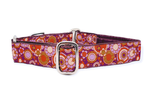 1 Inch Wide Purple Cosmos Martingale Dog Collar by The Hound Haberdashery