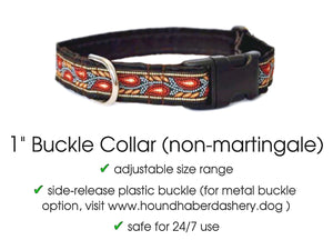 Premade & Ready to Ship: 1"  Mosaic Paisley Buckle Collar (size small)