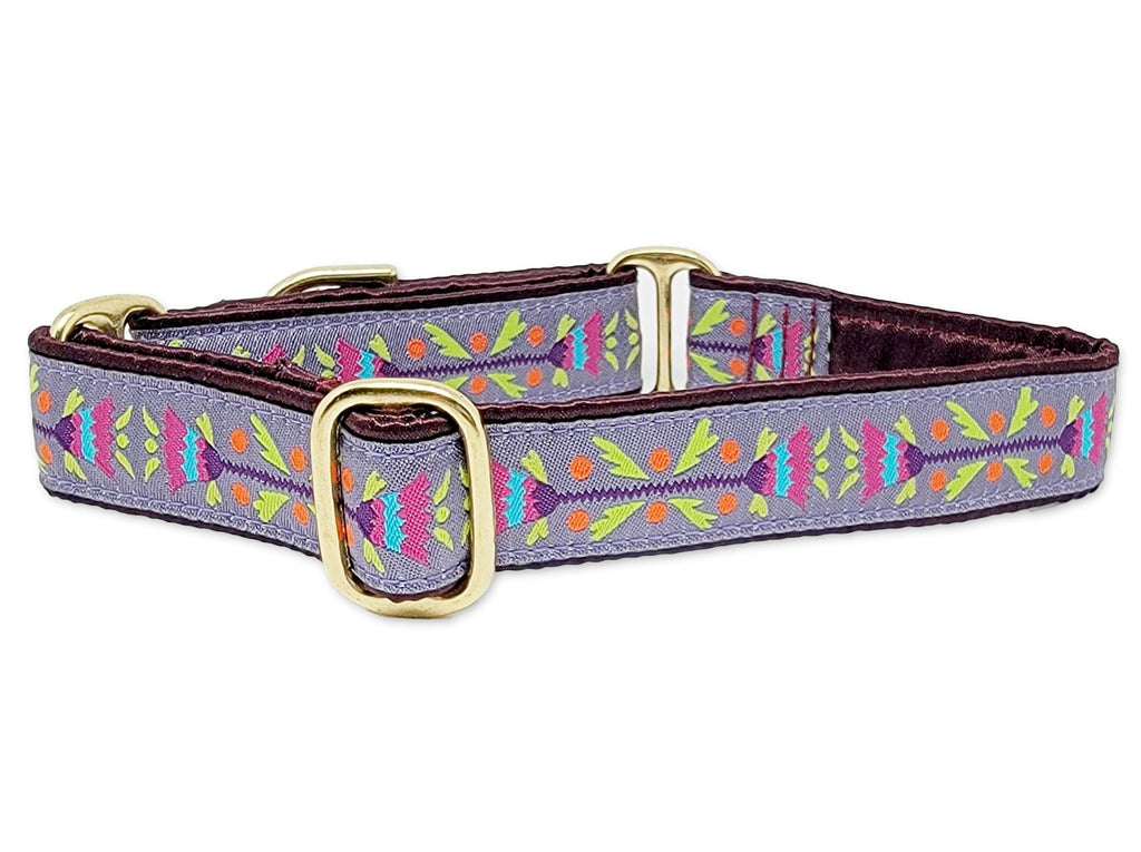 Fairfield Floral Jacquard in Mauve - Martingale Dog Collar or Buckle Dog Collar - 1" Width