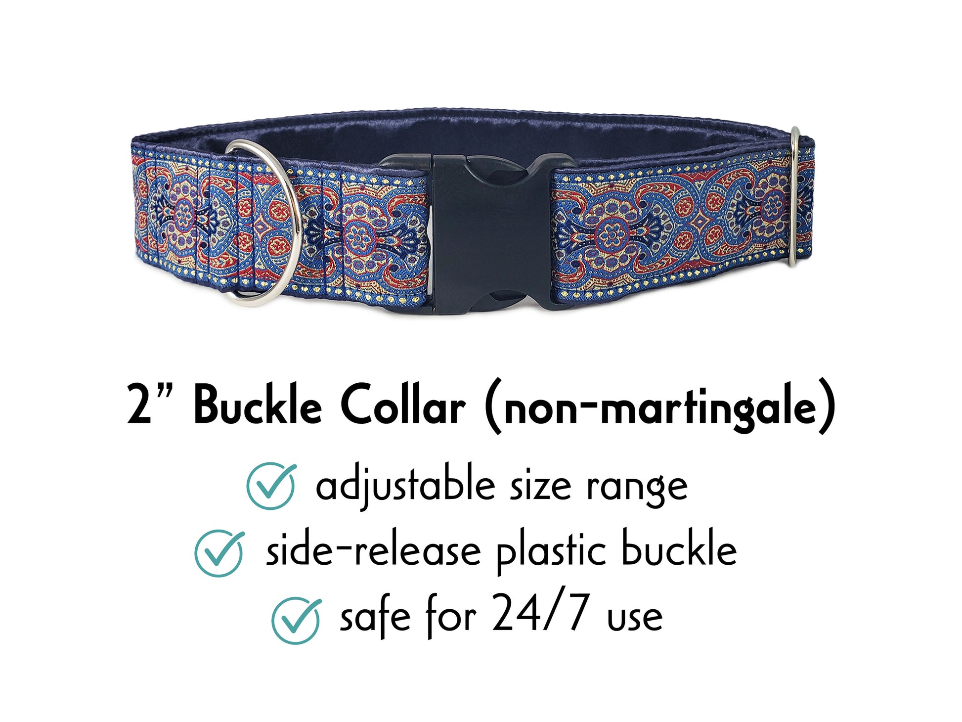 2 Inch Wide Americana Marseilles Buckle Dog Collar by The Hound Haberdashery