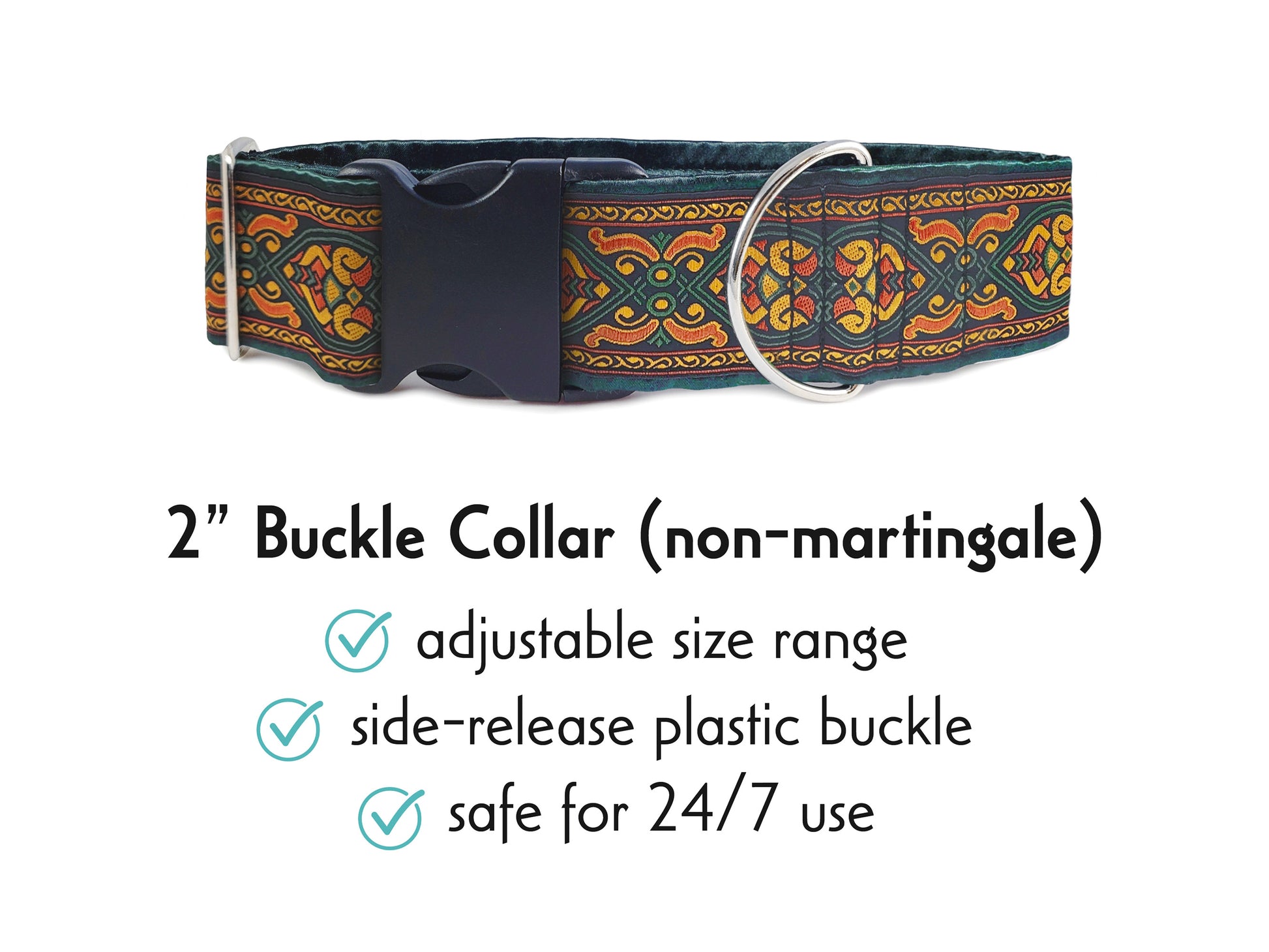 2 Inch Wide Autumn Renaissance Buckle Dog Collar by The Hound Haberdashery