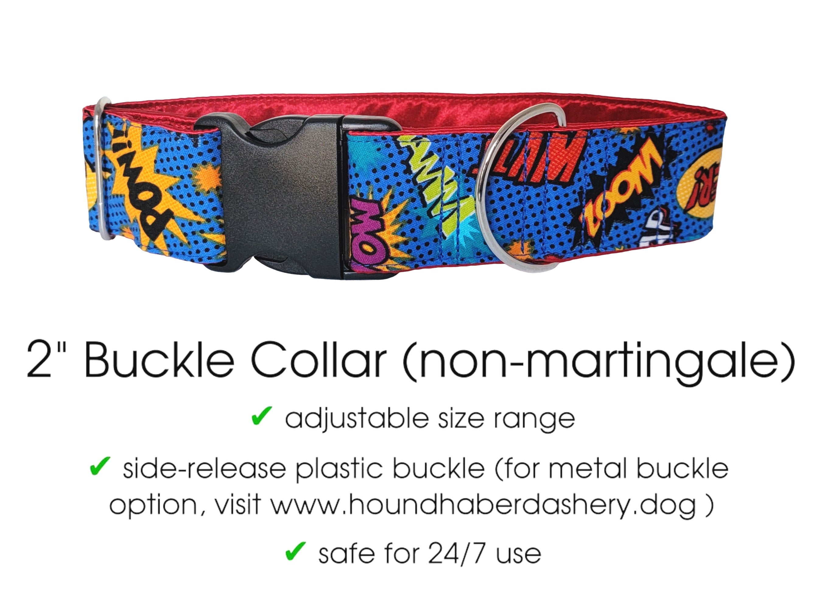 extra wide superhero comic buckle dog collar