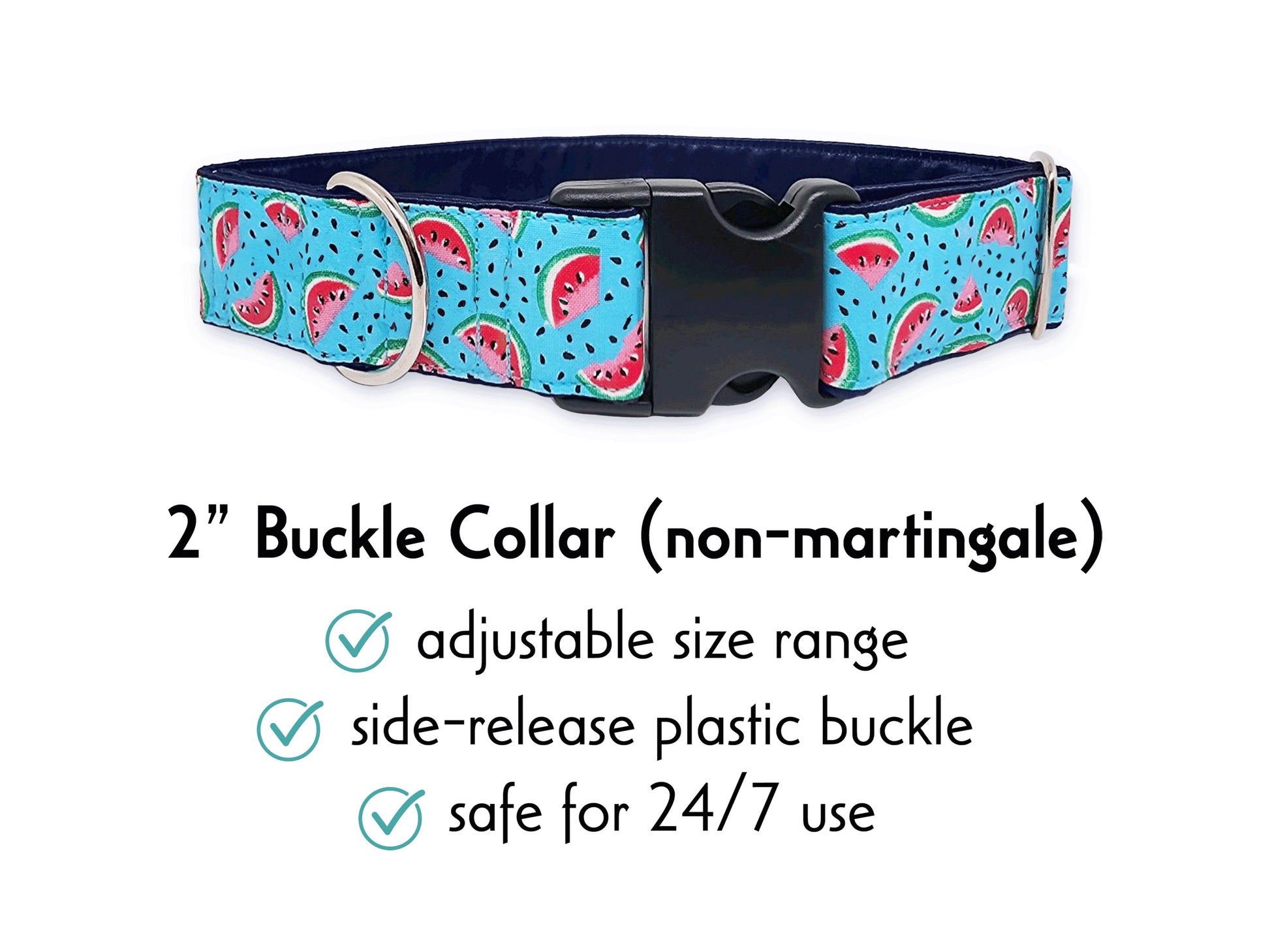 2 Inch Wide Watermelon Slices Buckle Dog Collar by The Hound Haberdashery