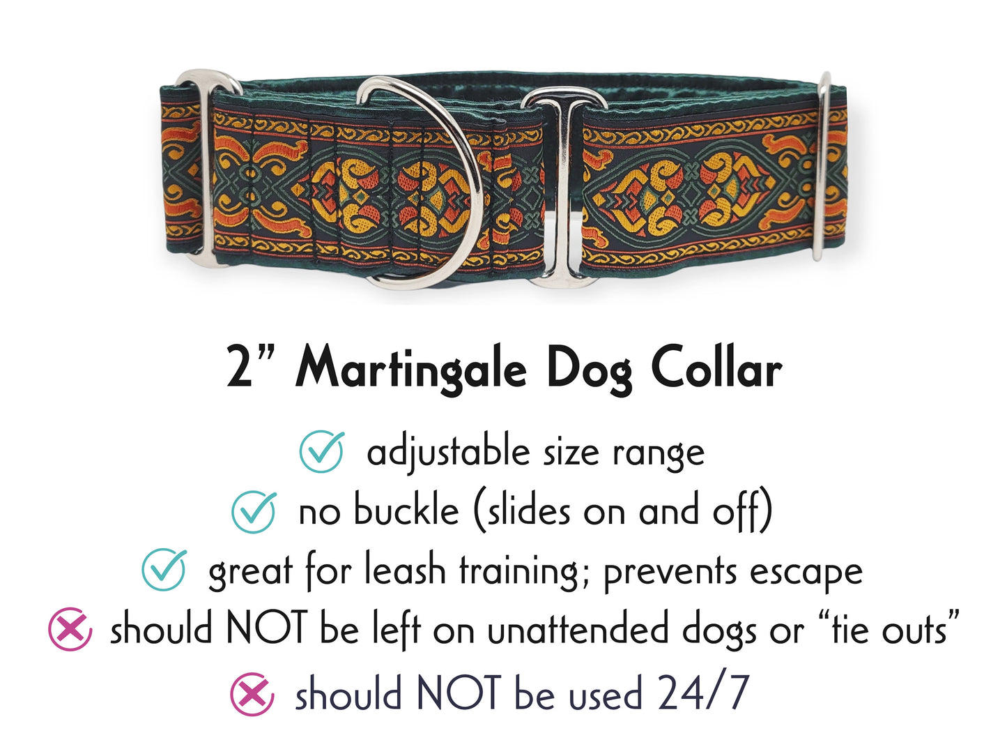 2 Inch Wide Autumn Renaissance Martingale Dog Collar by The Hound Haberdashery