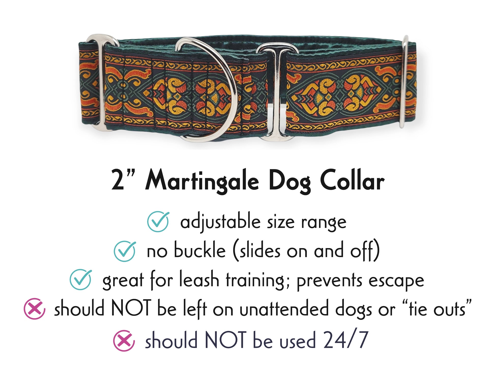 2 Inch Wide Autumn Renaissance Martingale Dog Collar by The Hound Haberdashery