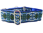Load image into Gallery viewer, Marseilles Tapestry in Blue &amp; Green - Martingale Dog Collar or Buckle Dog Collar - 2&quot; Width
