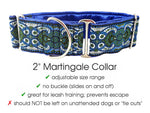 Load image into Gallery viewer, Marseilles Tapestry in Blue &amp; Green - Martingale Dog Collar or Buckle Dog Collar - 2&quot; Width
