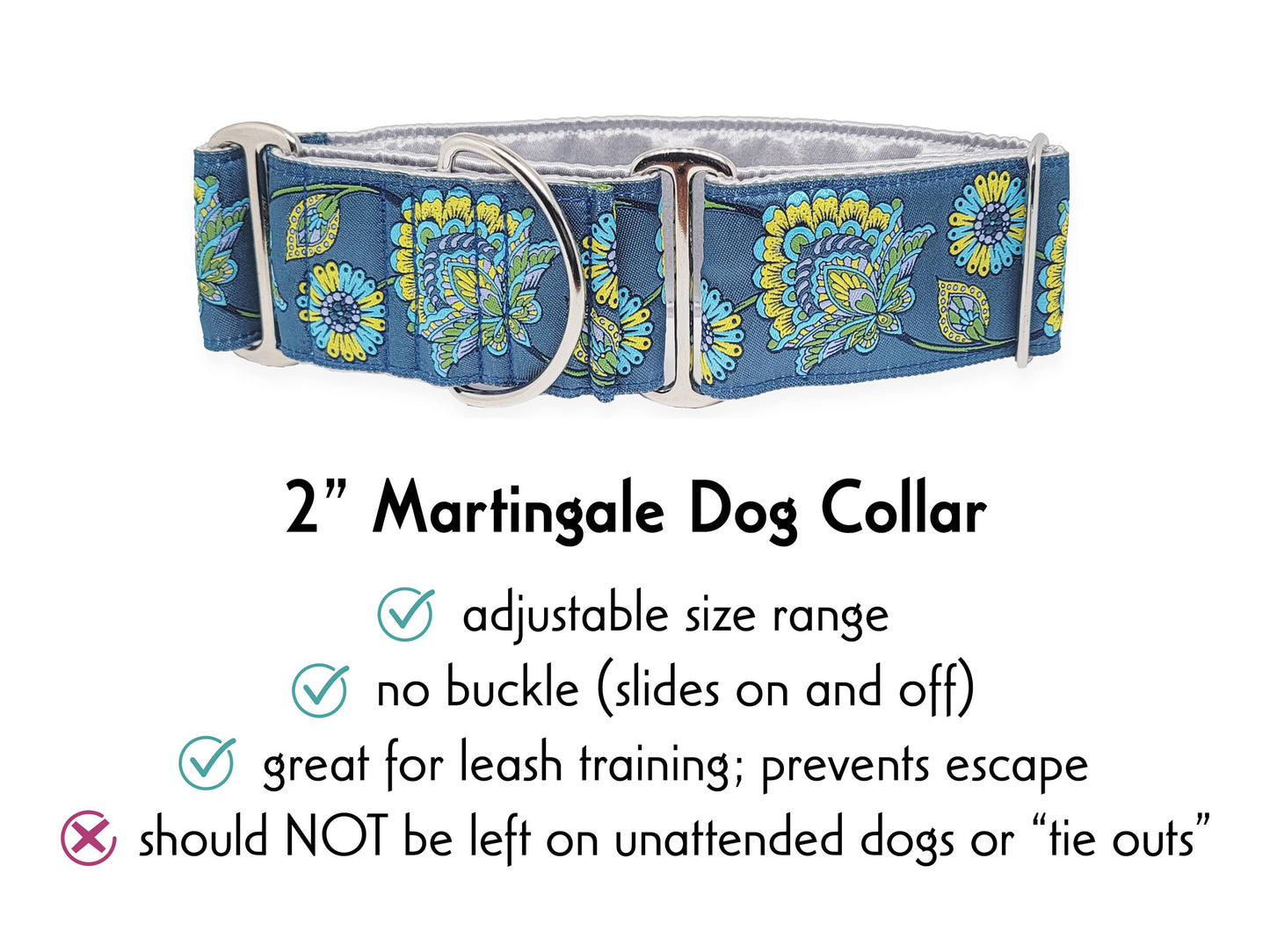 2 Inch Wide Kensington Martingale Dog Collar by The Hound Haberdashery