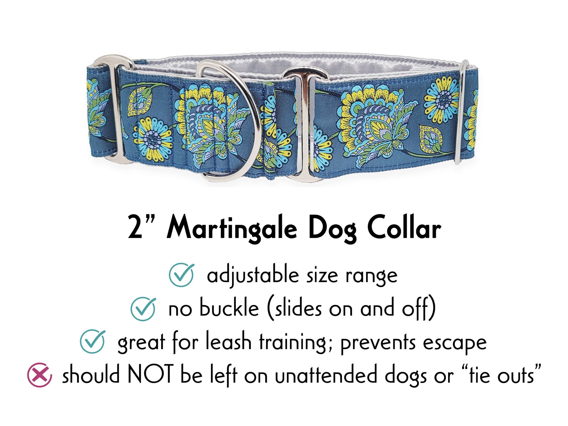 2 Inch Wide Kensington Martingale Dog Collar by The Hound Haberdashery
