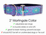 Load image into Gallery viewer, Firenze Jewels in Purple &amp; Teal - Martingale Dog Collar or Buckle Dog Collar - 2&quot; Width
