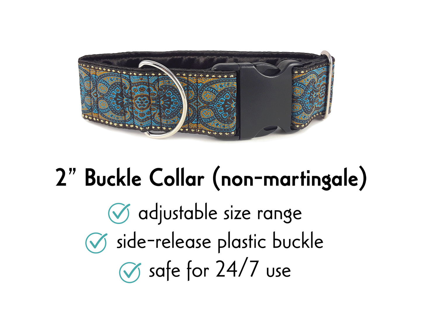 2 Inch Wide Espresso Marseilles Buckle Dog Collar by The Hound Haberdashery