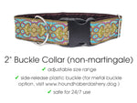 Load image into Gallery viewer, Marseilles Tapestry in Purple &amp; Olive Green - Martingale or Buckle Dog Collar - 2&quot; Width
