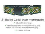 Load image into Gallery viewer, Limerick in Green and Metallic Gold &amp; Silver - Martingale Dog Collar or Buckle Dog Collar - 2&quot; Width
