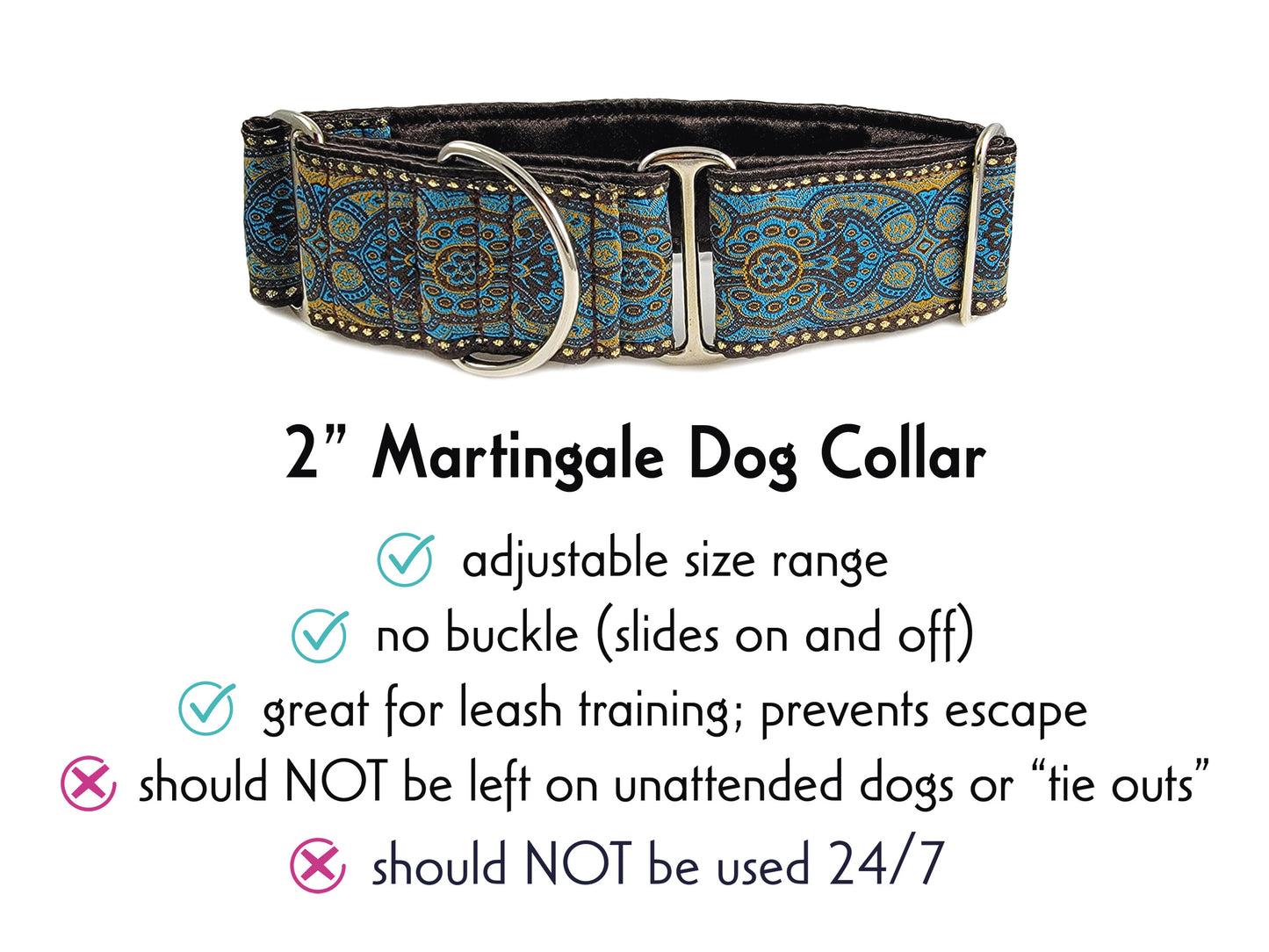 2 Inch Wide Espresso Marseilles Martingale Dog Collar by The Hound Haberdashery