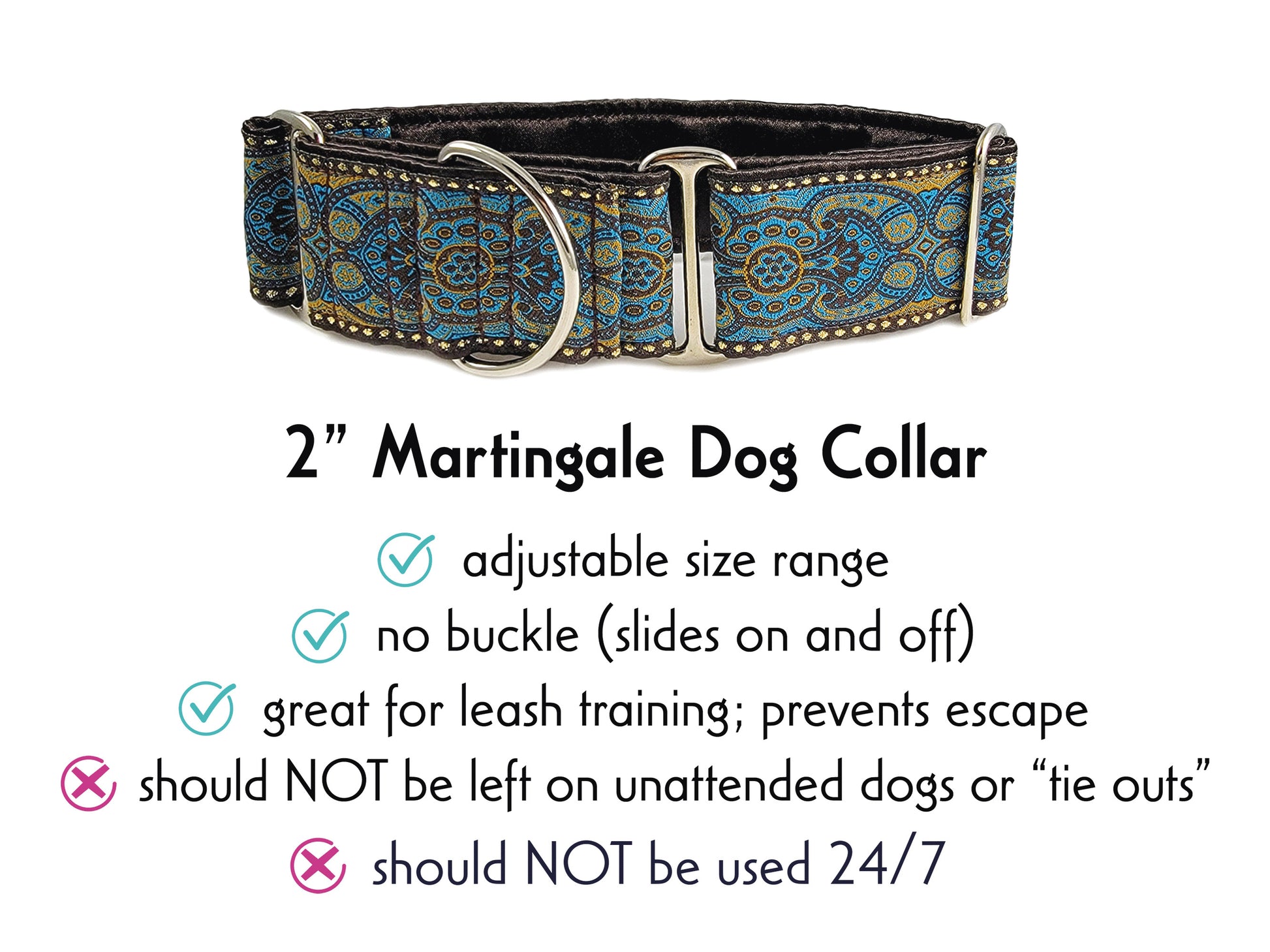 2 Inch Wide Espresso Marseilles Martingale Dog Collar by The Hound Haberdashery