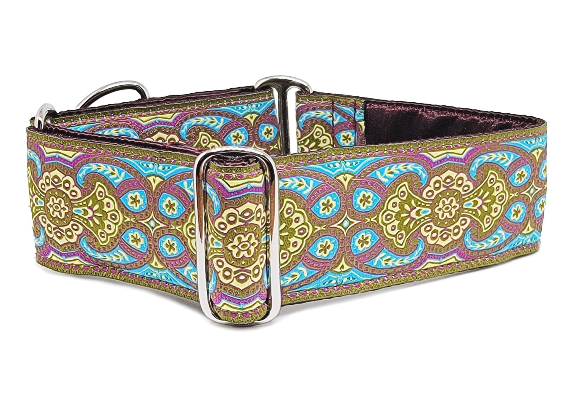 2 Inch Wide Olive, Plum Marseilles Dog Collar by The Hound Haberdashery