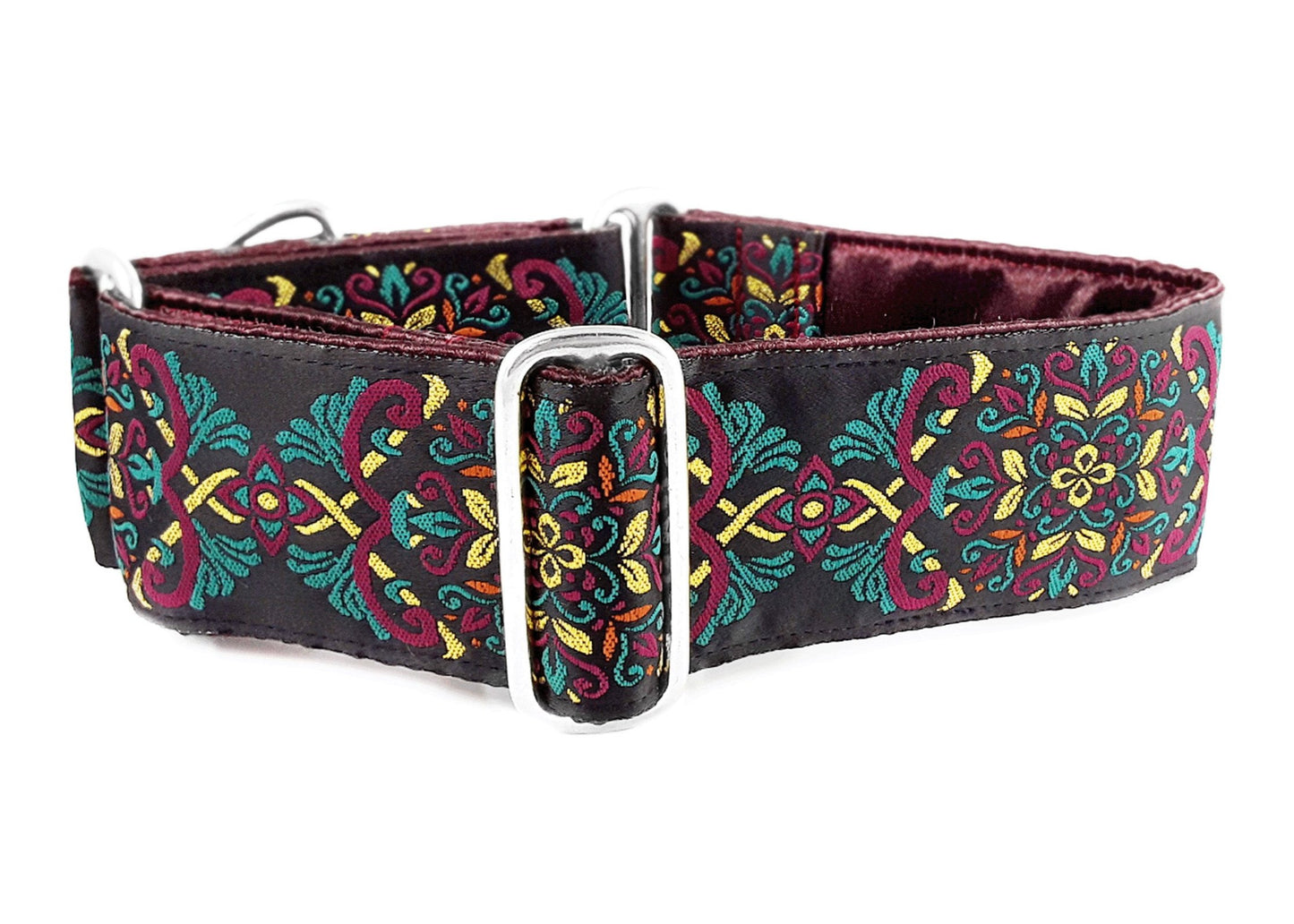 2 Inch Wide Plum, Teal Shiraz Dog Collar by The Hound Haberdashery