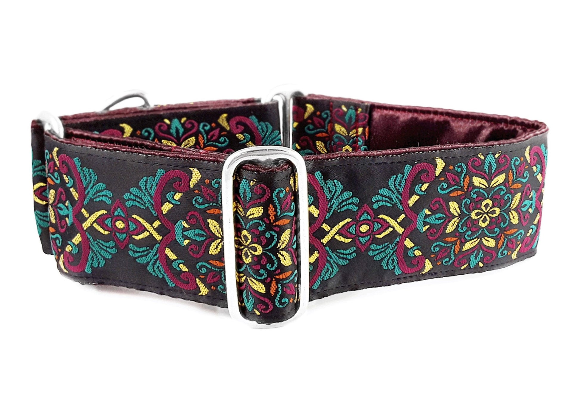 2 Inch Wide Plum, Teal Shiraz Dog Collar by The Hound Haberdashery