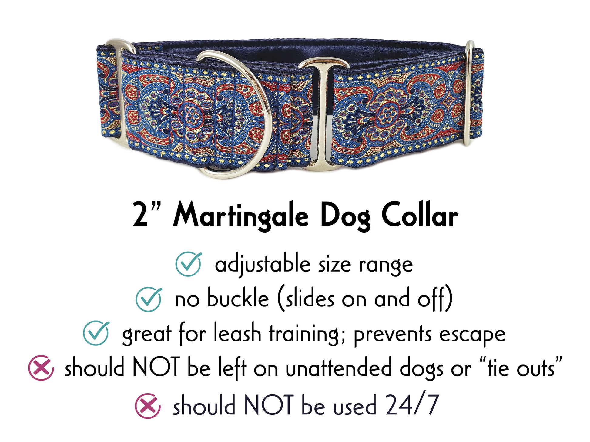 2 Inch Wide Americana Marseilles Martingale Dog Collar by The Hound Haberdashery
