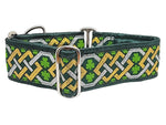 Load image into Gallery viewer, Limerick in Green and Metallic Gold &amp; Silver - Martingale Dog Collar or Buckle Dog Collar - 2&quot; Width
