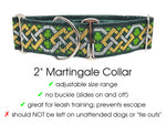 Load image into Gallery viewer, Limerick in Green and Metallic Gold &amp; Silver - Martingale Dog Collar or Buckle Dog Collar - 2&quot; Width
