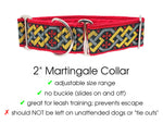 Load image into Gallery viewer, Limerick in Red and Metallic Gold &amp; Silver - Martingale Dog Collar or Buckle Dog Collar - 2&quot; Width

