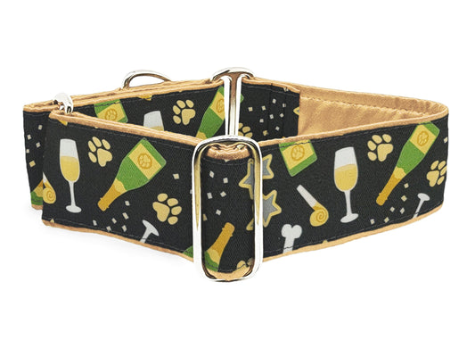 New Year's Eve Celebrations - Martingale or Buckle Dog Collar - 2" Width