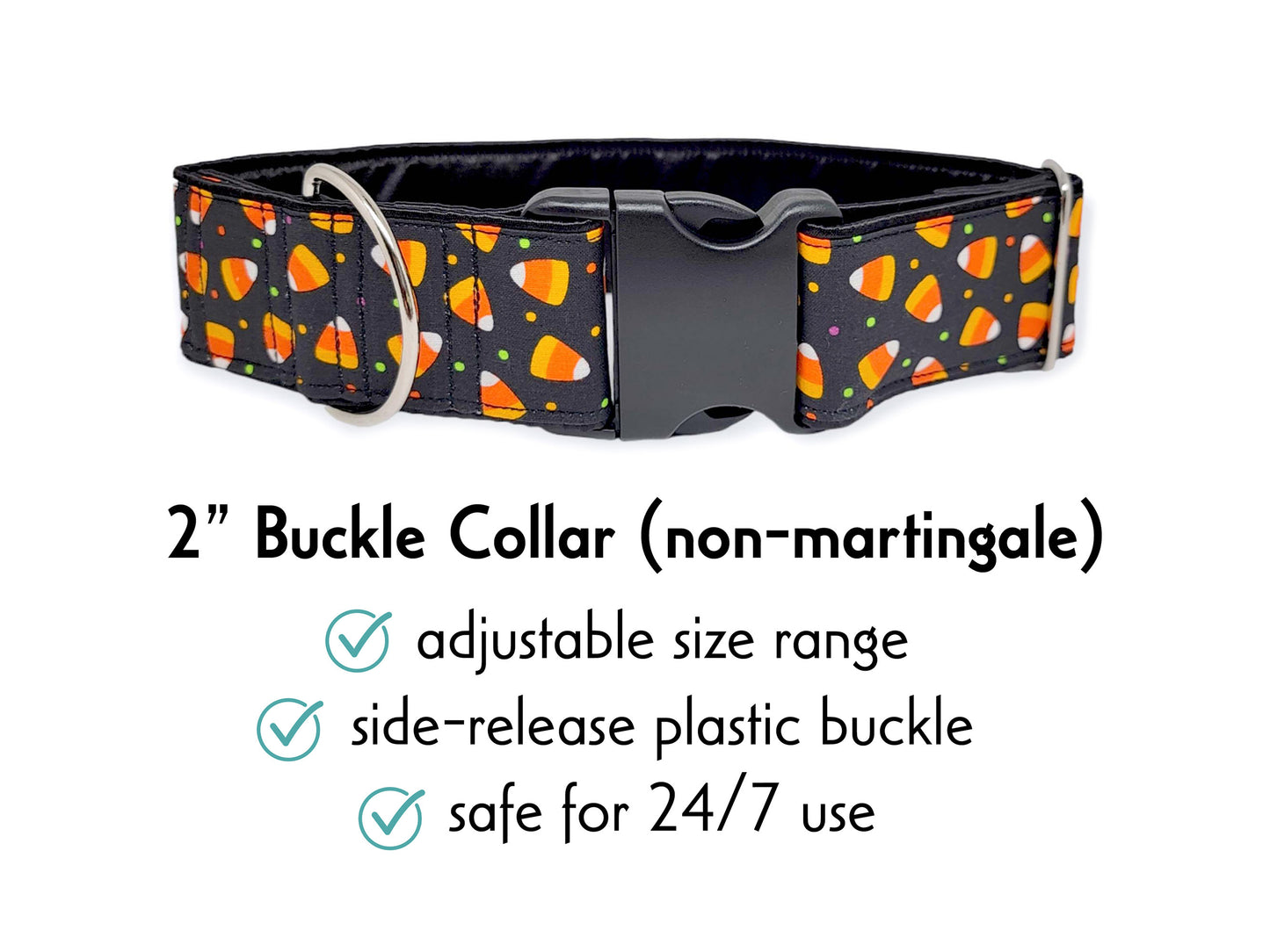 2 Inch Wide Candy Corn Halloween Buckle Dog Collar by The Hound Haberdashery
