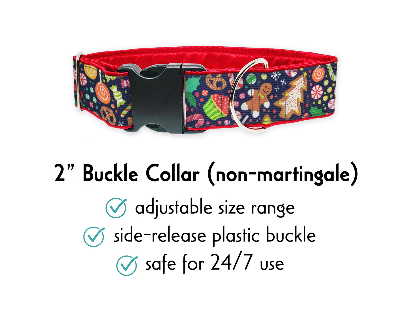 2 Inch Wide Christmas Sweets Buckle Dog Collar by The Hound Haberdashery