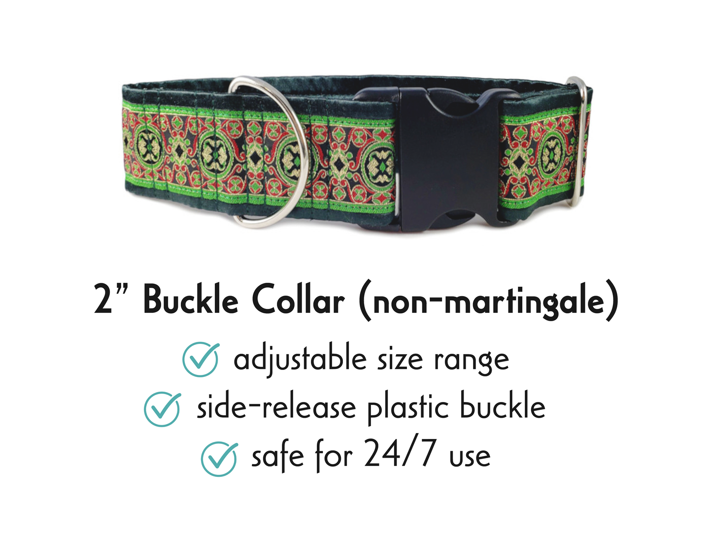 Renaissance Christmas - Martingale Dog Collar or Buckle Dog Collar - 2" Width