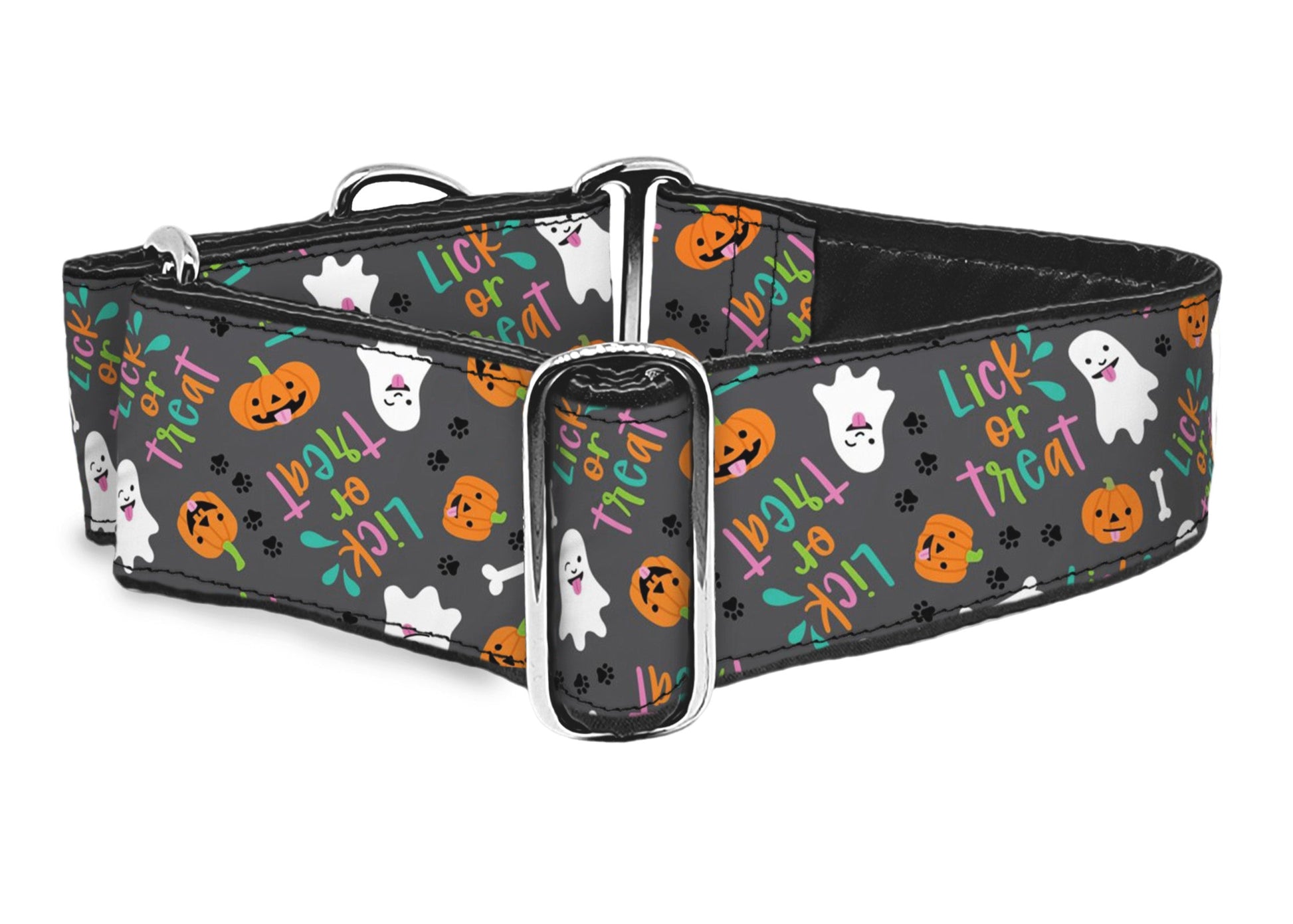 Halloween Lick or Treat 2 Inch Wide Martingale Dog Collar by The Hound Haberdashery