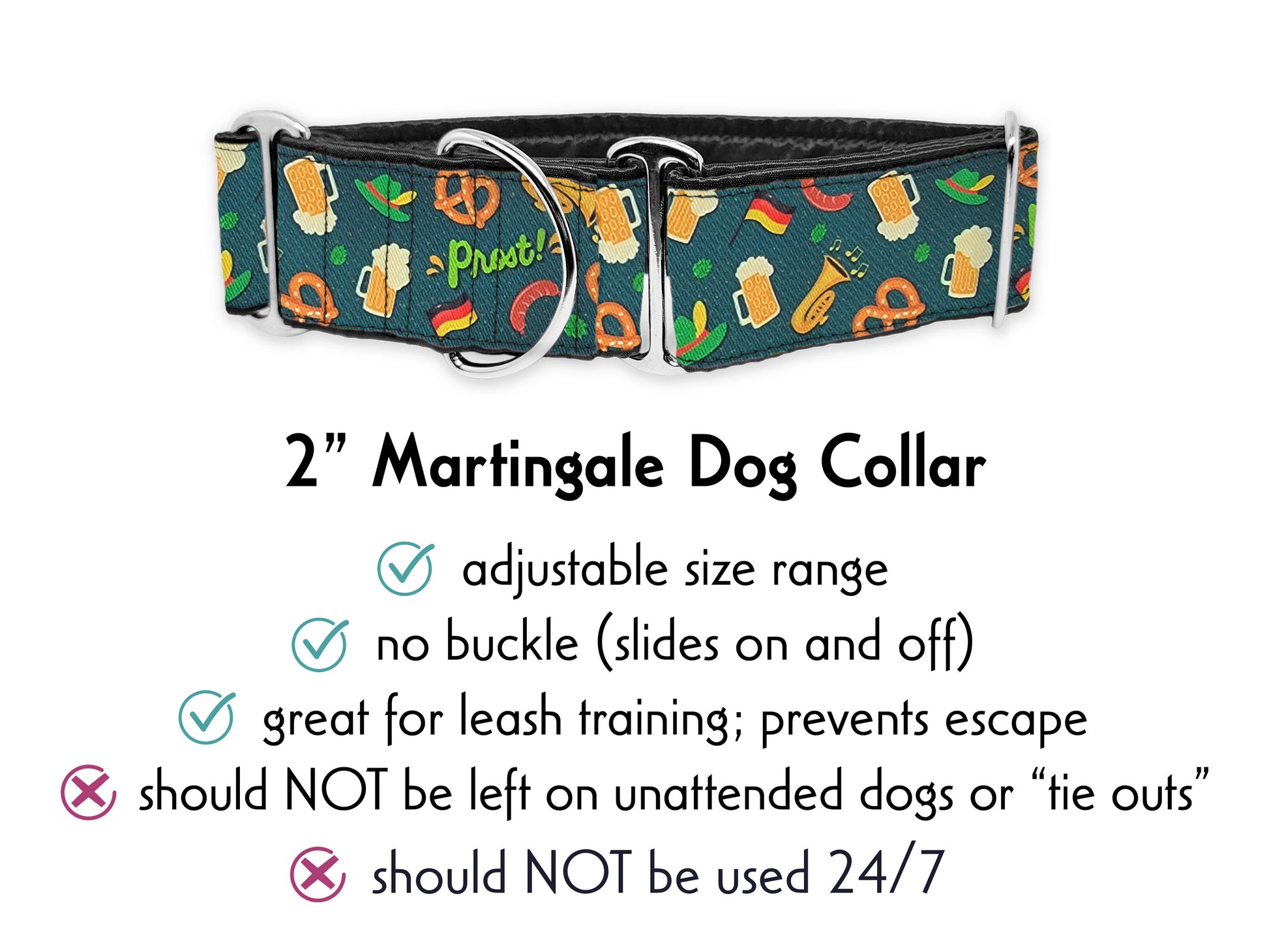 Image of the Oktoberfest 2 Inch Martingale Dog Collar by The Hound Haberdashery