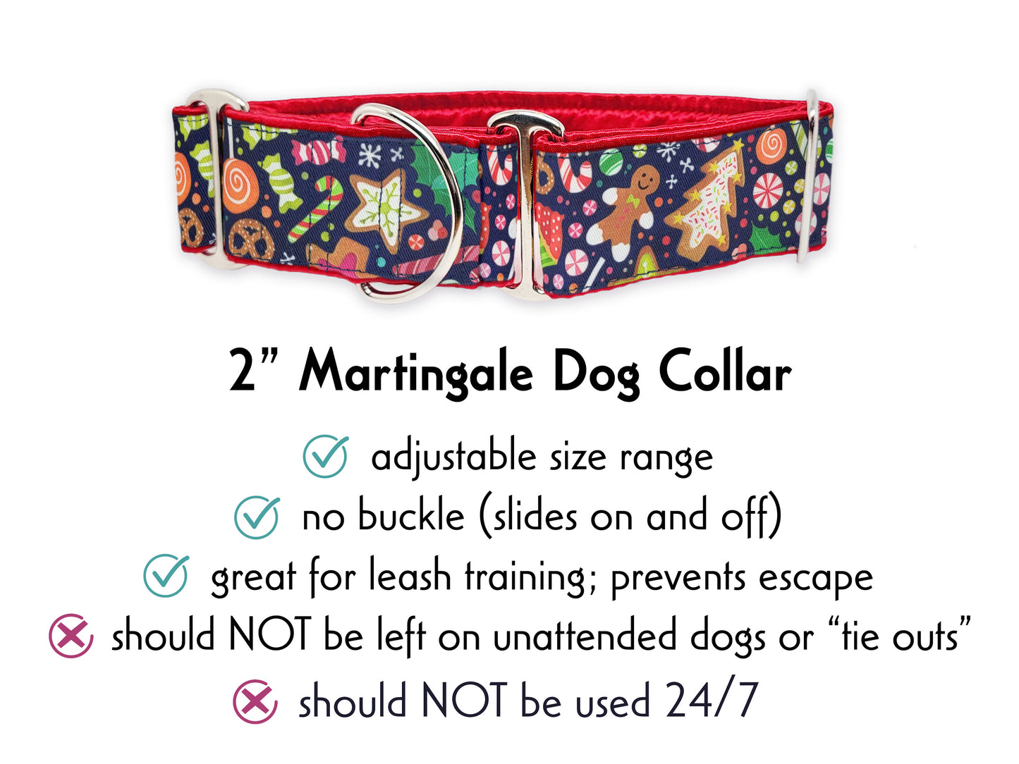 2 Inch Wide Christmas Sweets Martingale Dog Collar by The Hound Haberdashery