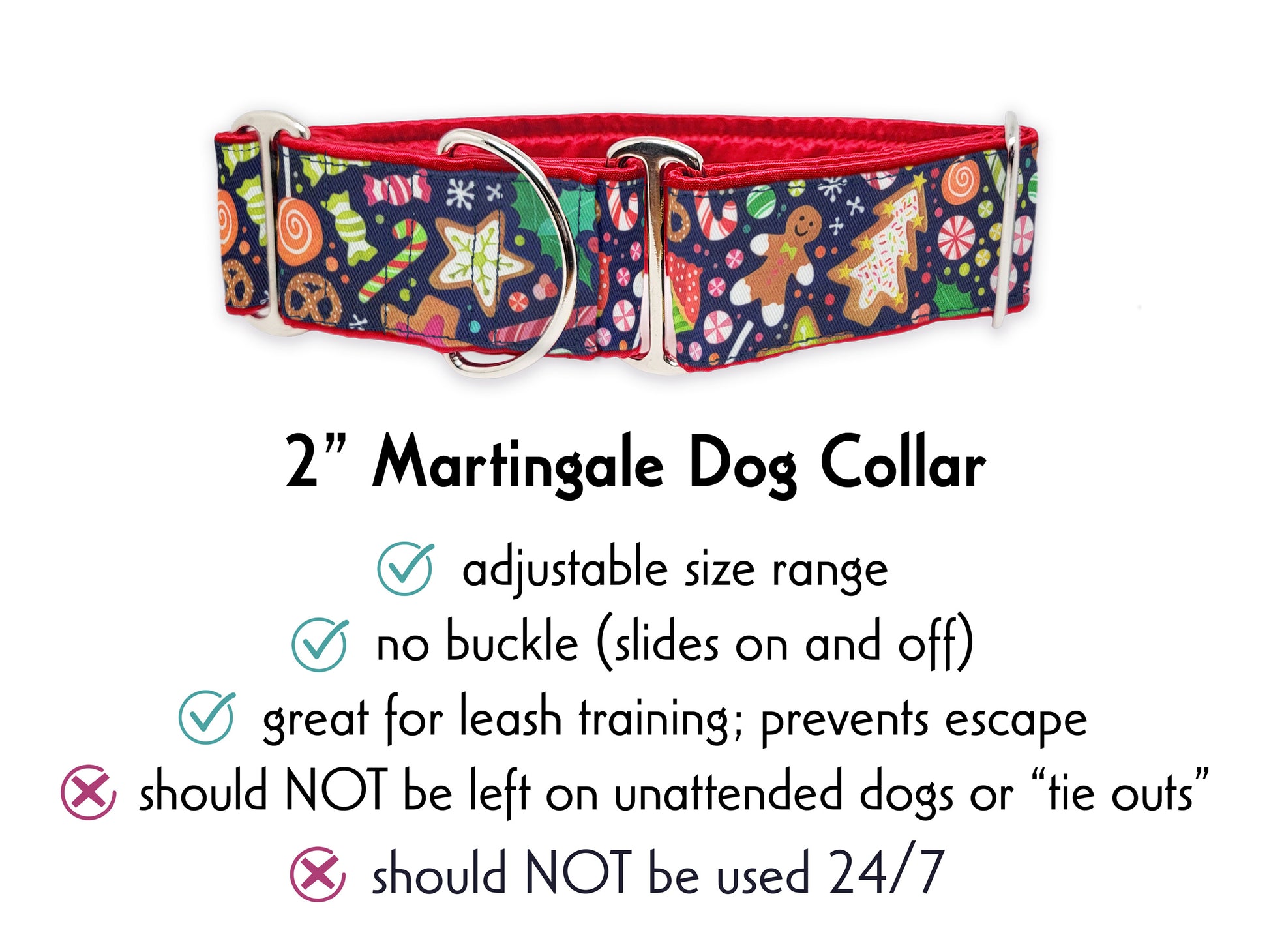 2 Inch Wide Christmas Sweets Martingale Dog Collar by The Hound Haberdashery