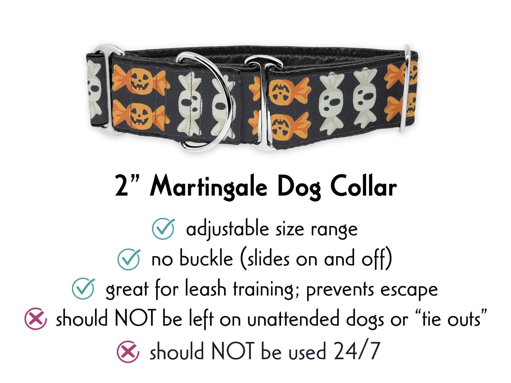 2 Inch Wide Halloween Candies Martingale Dog Collar by The Hound Haberdashery