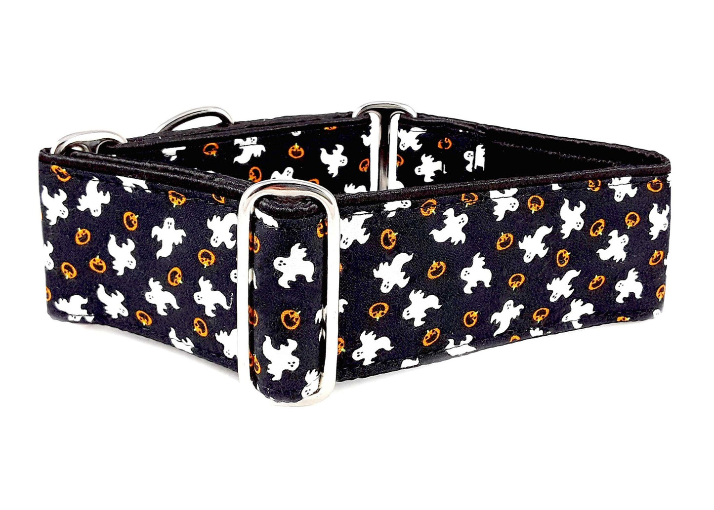 2 Inch Wide Ghosts & Pumpkins Halloween Martingale Dog Collar by The Hound Haberdashery
