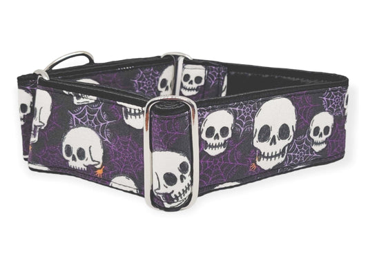 2 Inch Wide Spooky Skulls Dog Collar by The Hound Haberdashery