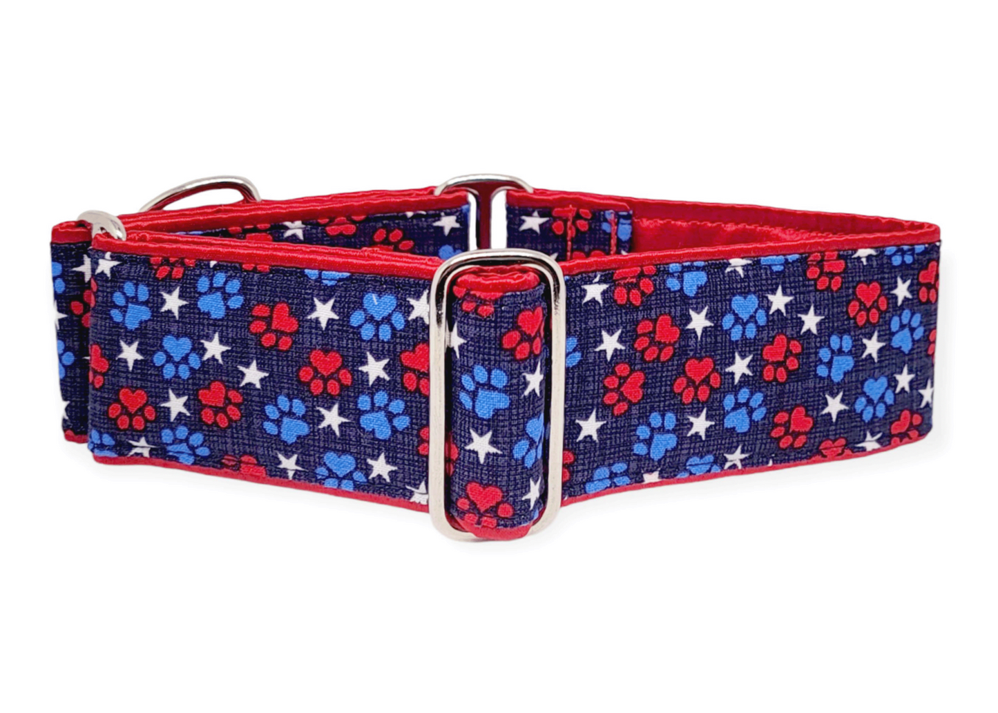 2 Inch Wide Patriotic Paws Red White & Blue Dog Collar by The Hound Haberdashery