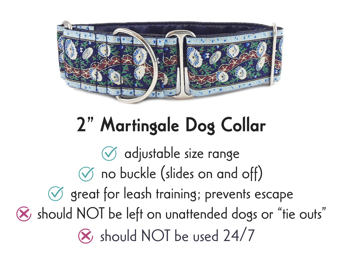 2 Inch Midsummer Night's Dream Martingale Dog Collar by The Hound Haberdashery