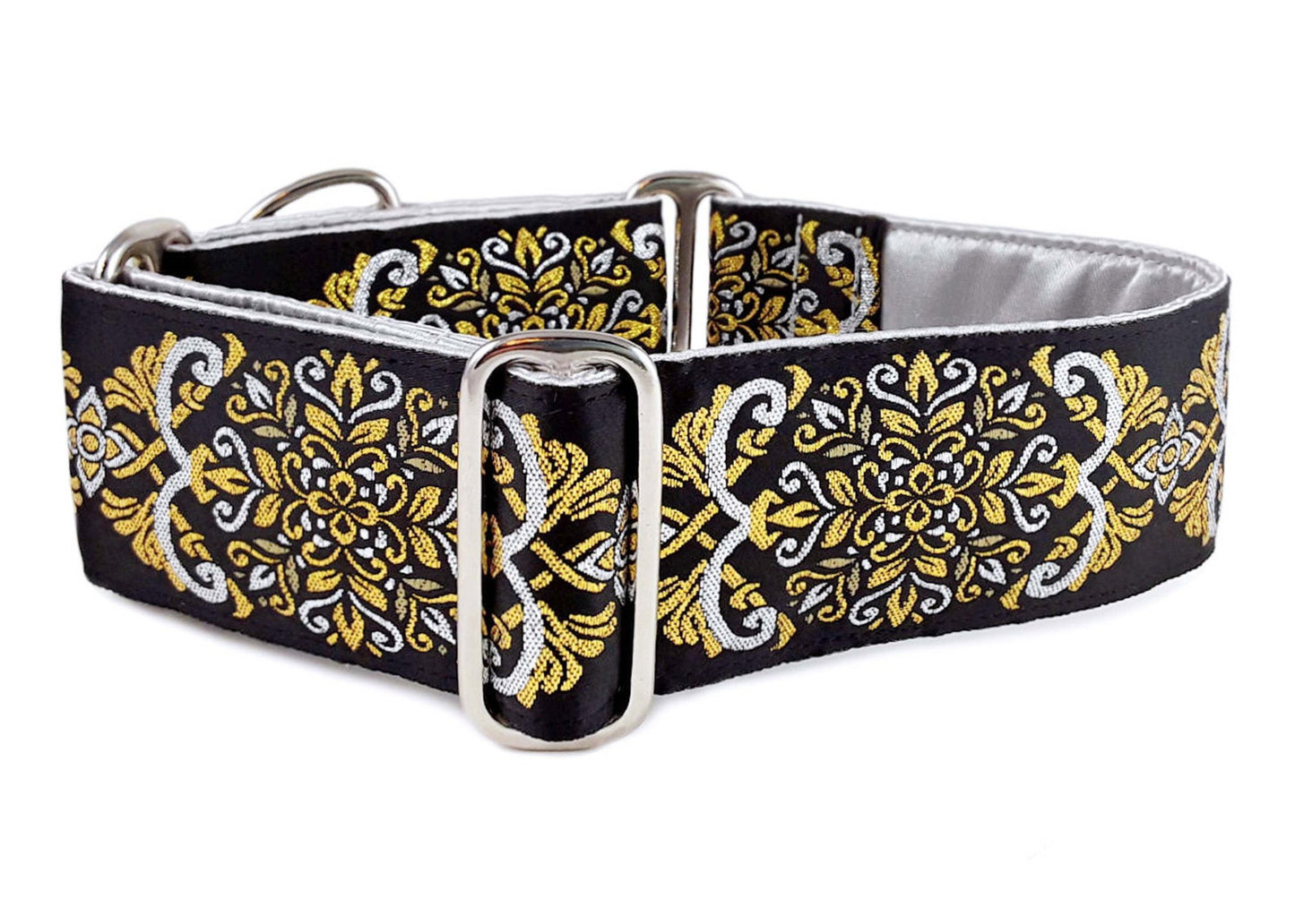 2 Inch Wide Silver, Gold Shiraz Dog Collar by The Hound Haberdashery