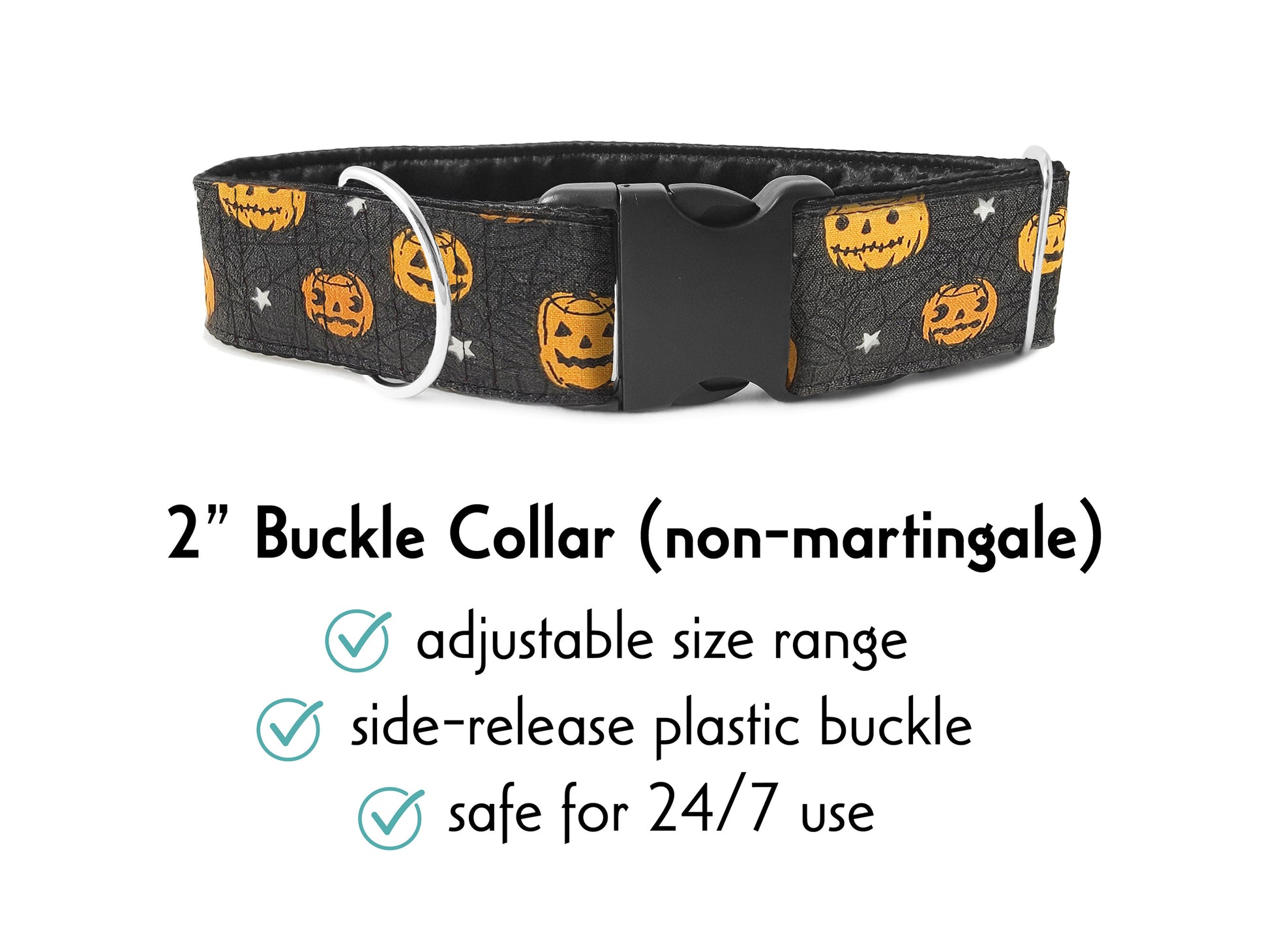 2 Inch Wide Halloween Pumpkins Buckle Dog Collar by The Hound Haberdashery