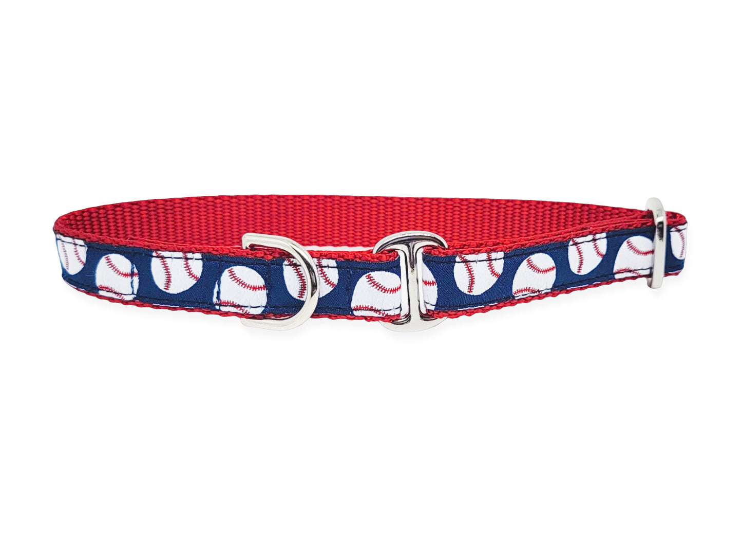 3/4 Inch Baseballs Dog Tag Collar by The Hound Haberdashery