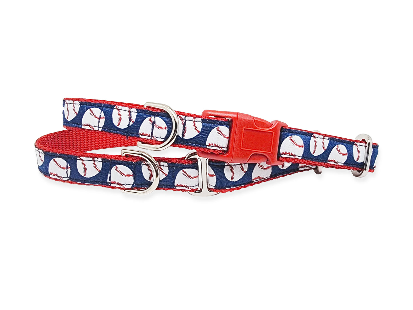3/4 Inch Baseballs Dog Tag Collars by The Hound Haberdashery