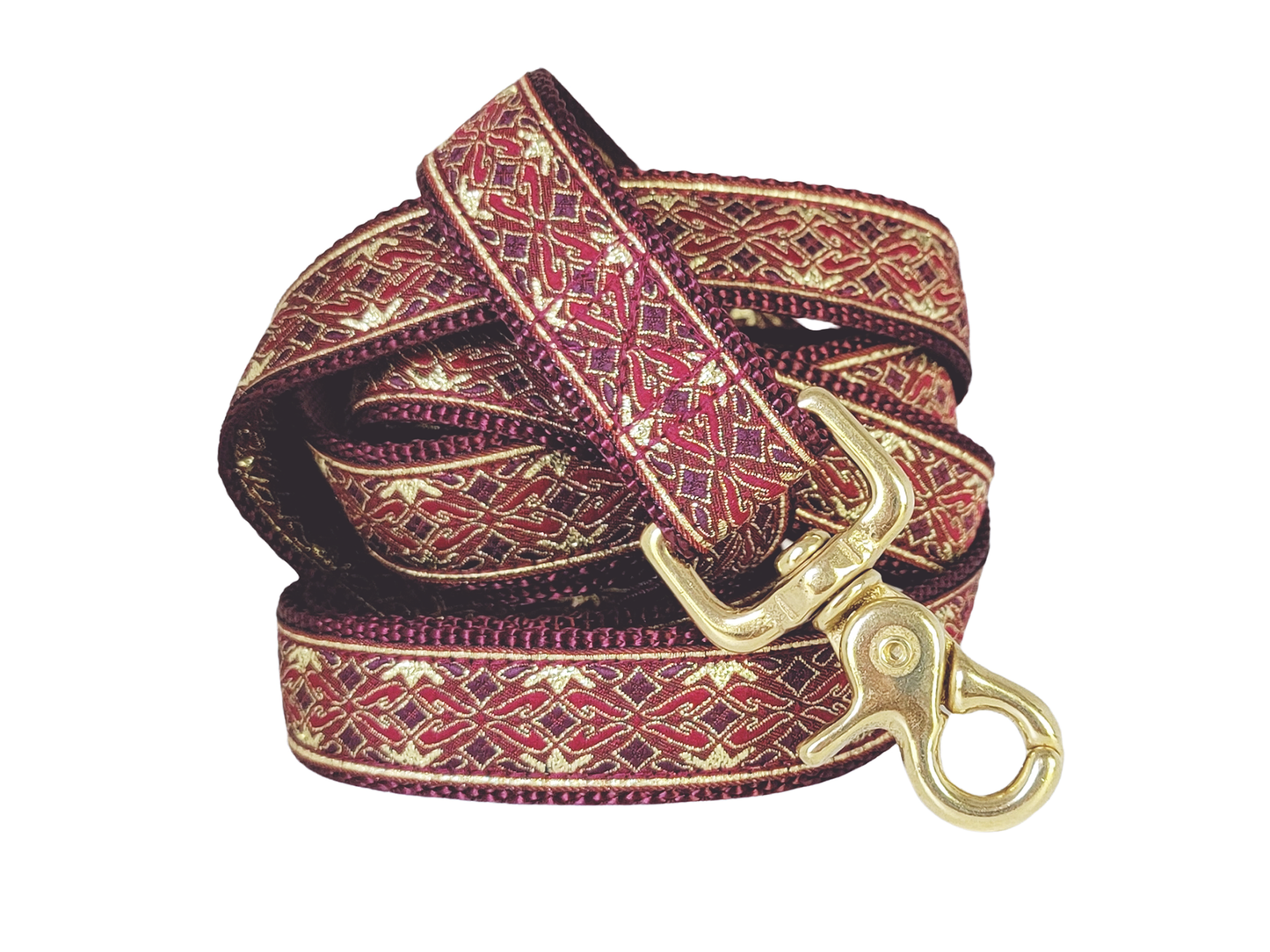 Burgundy, Gold Clifden Dog Leash by The Hound Haberdashery