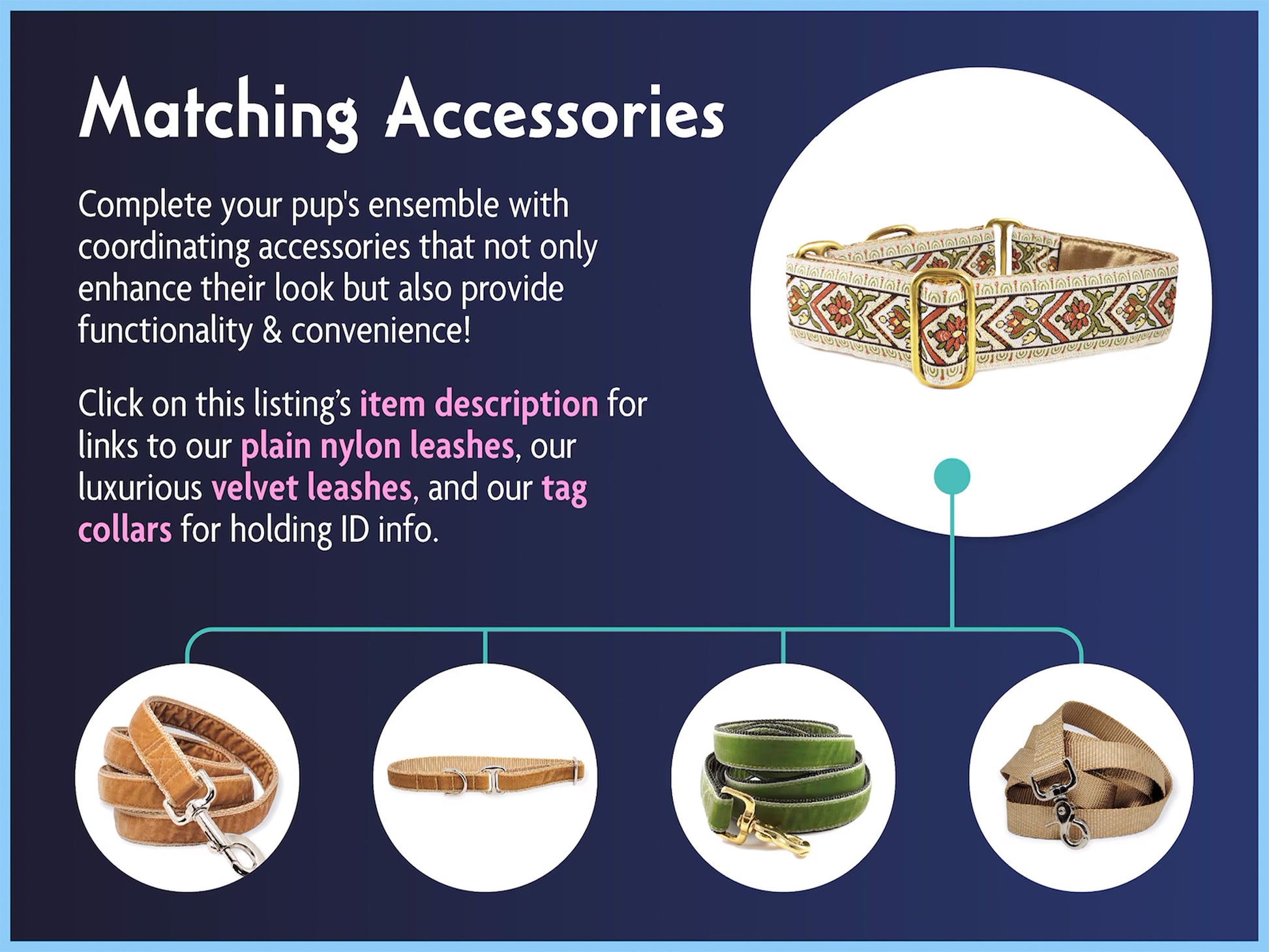 Matching Accessories for the Creme Bavaria Dog Collar by The Hound Haberdashery