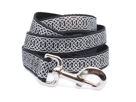 Black & Metallic Silver Wexford Celtic Braid Dog Collar by The Hound Haberdashery