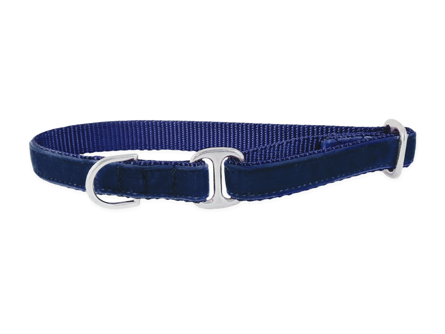 Navy Blue Velvet Dog Tag Collar by The Hound Haberdashery