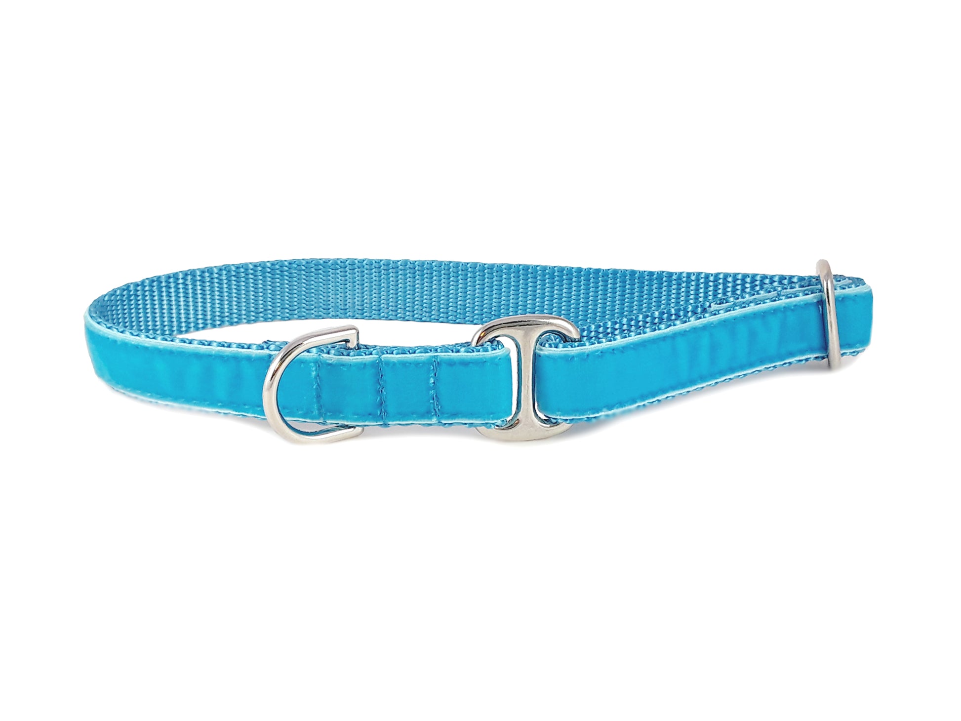 Turquoise Velvet Dog Tag Collar by The Hound Haberdashery